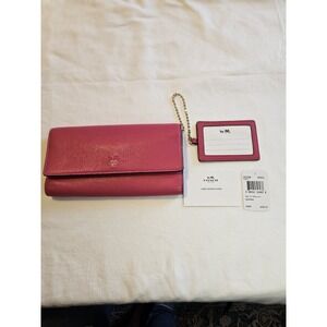 NWT Coach Trifold Wallet In Pebble Leather F53708 - Pink